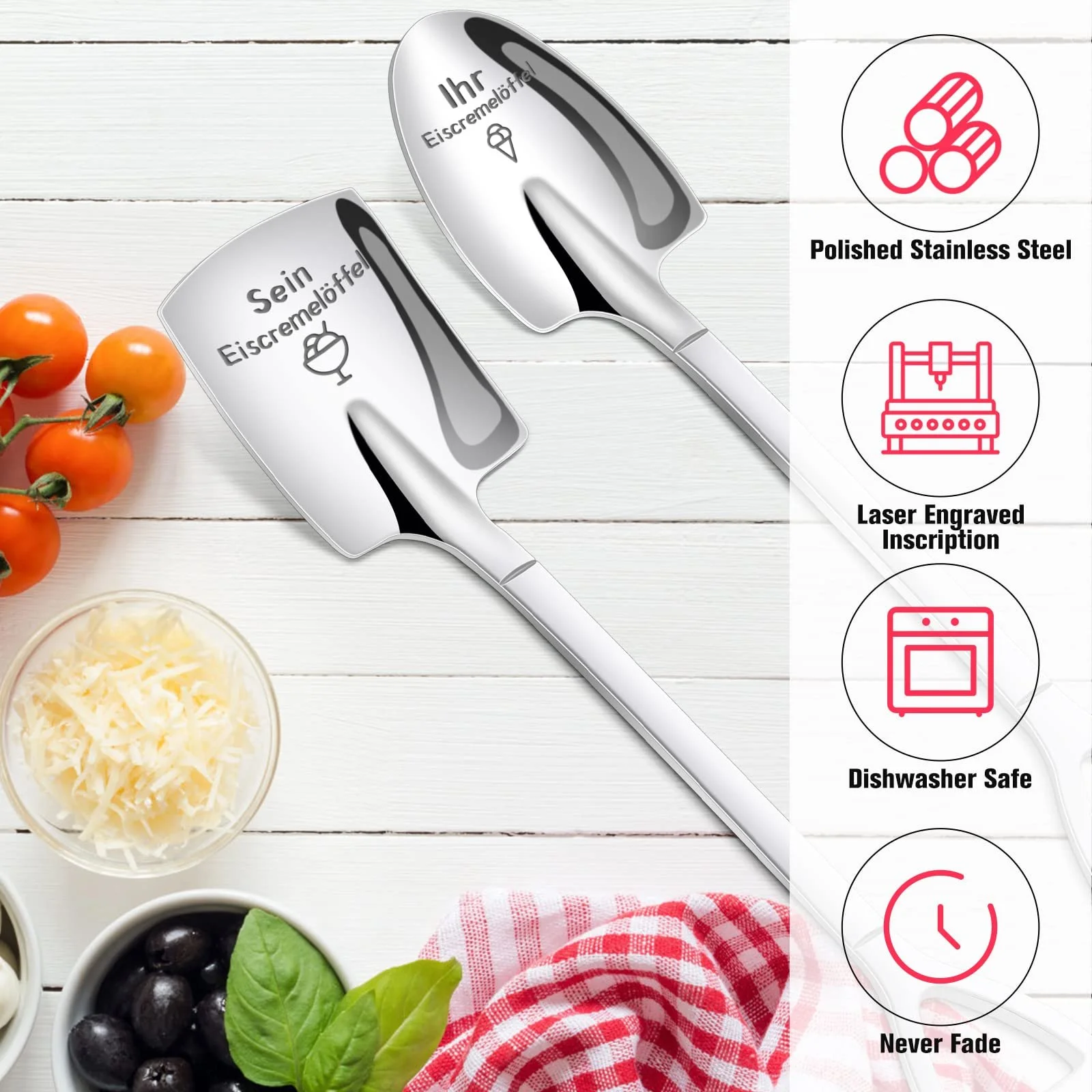 Ложка для морозива З гравіюванням Сріблястий, фото №3