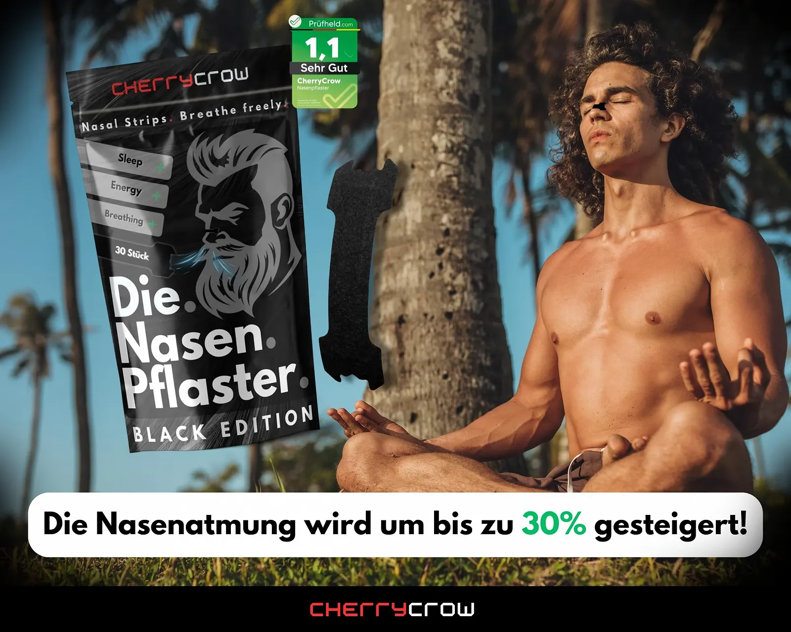 Носові пластирі CherryCrow Premium Black для кращого дихання (30 шт.), фото №4