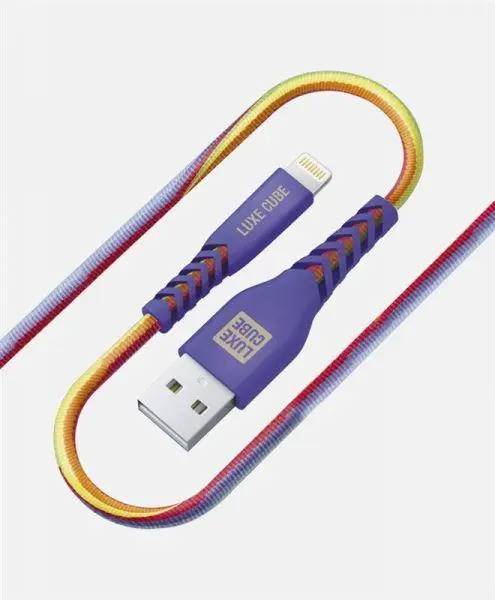 Кабель Luxe Cube Kevlar USB-Lightning 1.2м, радужный 8886668686341, фото №2