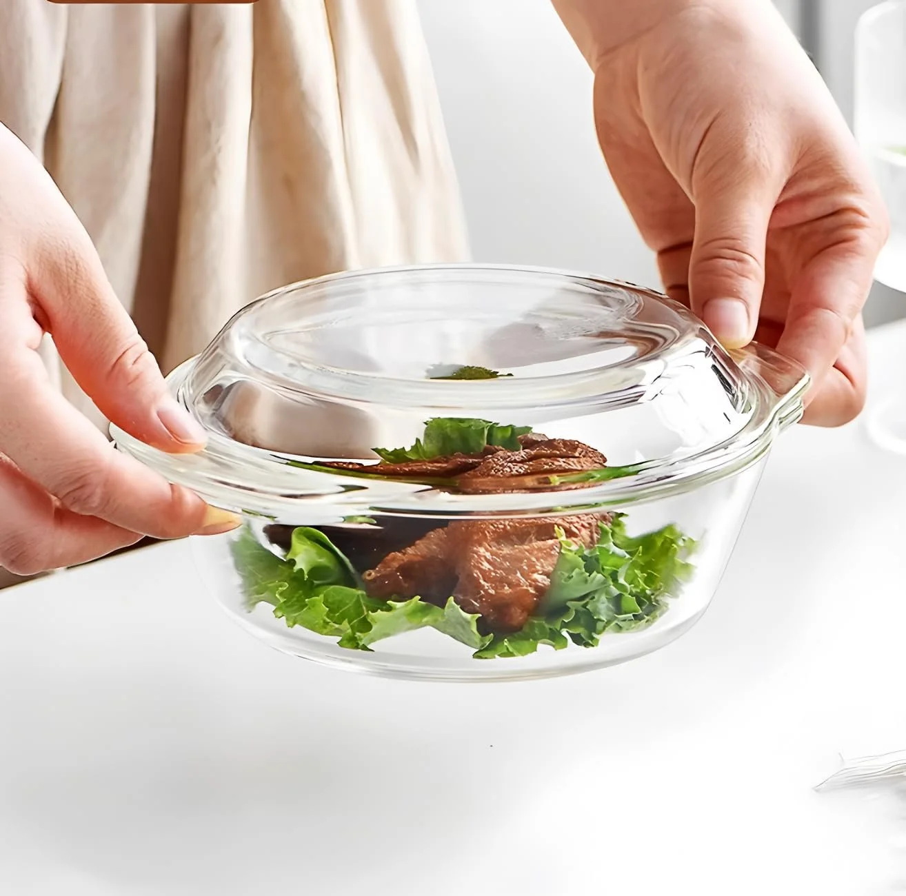 Форма для запікання кругла з кришкою 18.7 см 700 мл підходить для духовки та мікрохвильової печі, фото №8