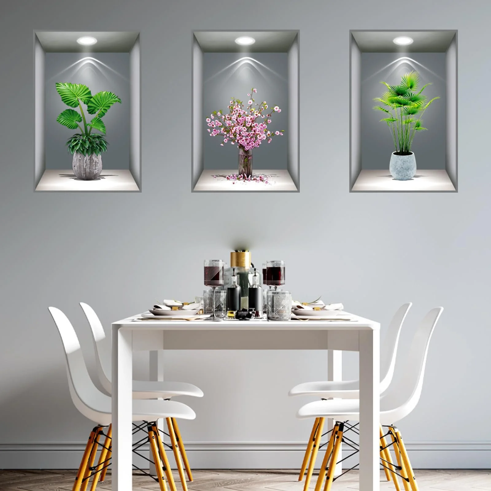 Набір наклейок на стіну 3D Vases Green Plant 30 x 45 см 3 шт, фото №3 Набір наклейок на стіну 3D Vases Green Plant 30 x 45 см 3 шт, фото №3