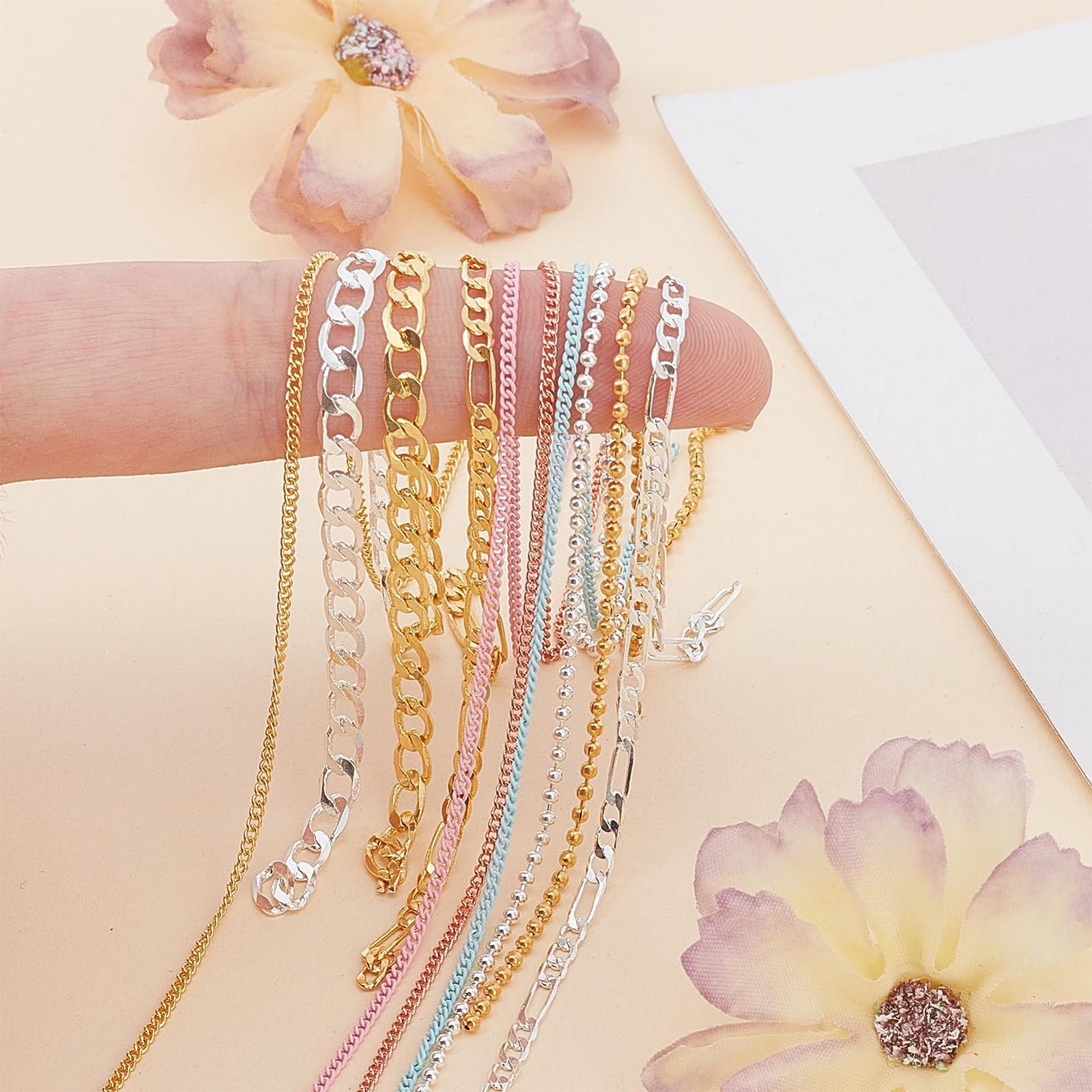 Цепочки для дизайна ногтей NICENEEDED 12 полосок, металлические цепочки для ювелирных изделий для ногтей с коробкой, панк украшения для ногтей, цепочка для украшений ногтей, фото №4