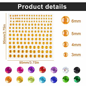Стразы Самоклеящиеся Блестящие для Рукоделия, для Лица, для Маникюра и Праздничных Аксессуаров, 2310 шт synthetic.ua - Фото 1