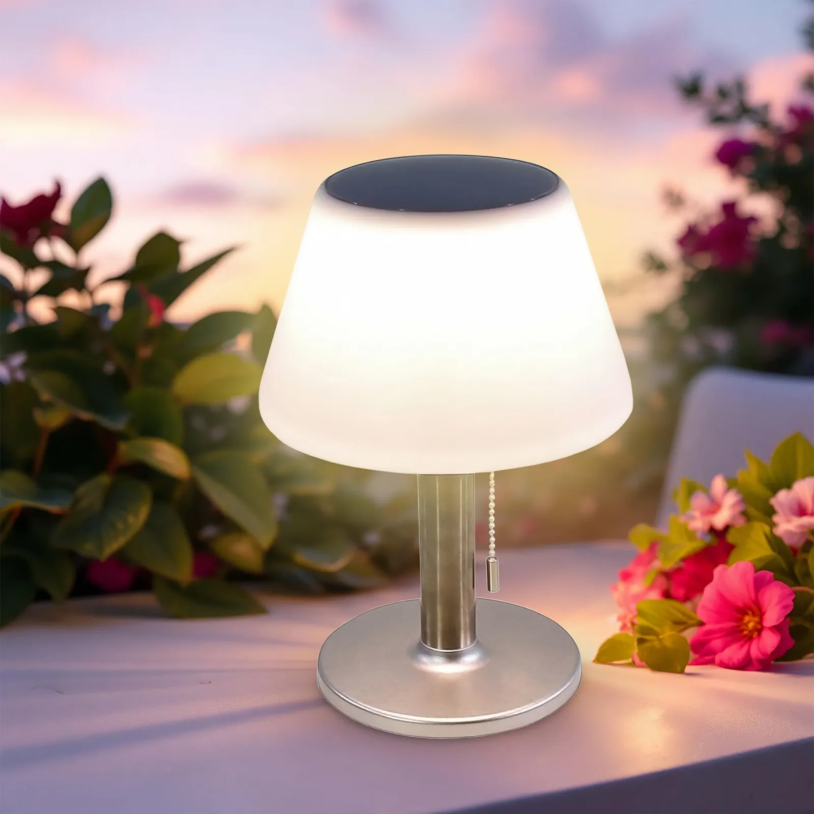 Настільна лампа Spetebo LED Solar 10 LED 27.5 x 19.5 см Біла зі сріблястим, фото №6