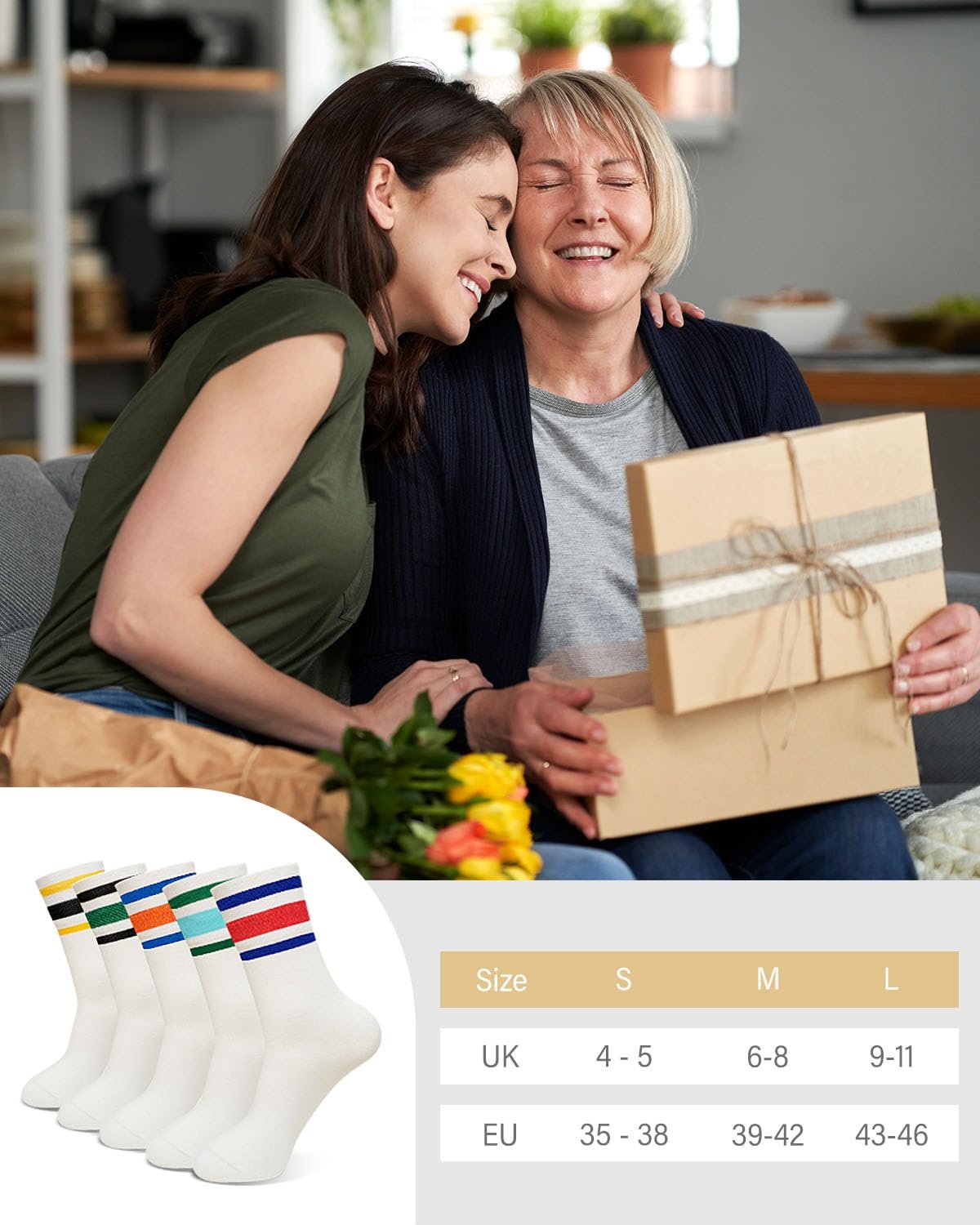 Женские хлопковые носки Crew, Черный, 5 пар, 35-38, фото №7