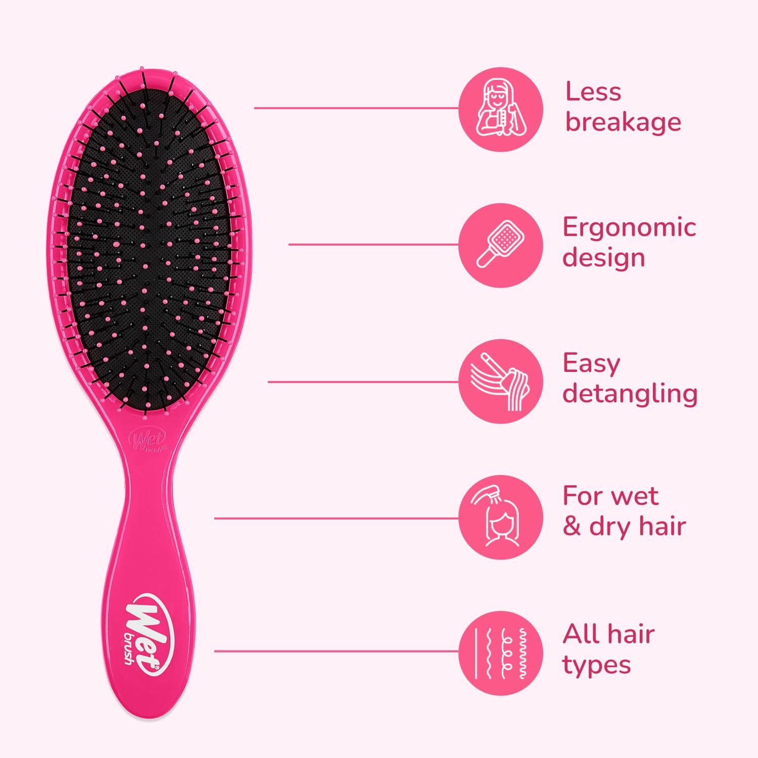 Щітка для волосся Wet Brush Original Detangler Рожевий/фіолетовий, 2 шт, фото №3
