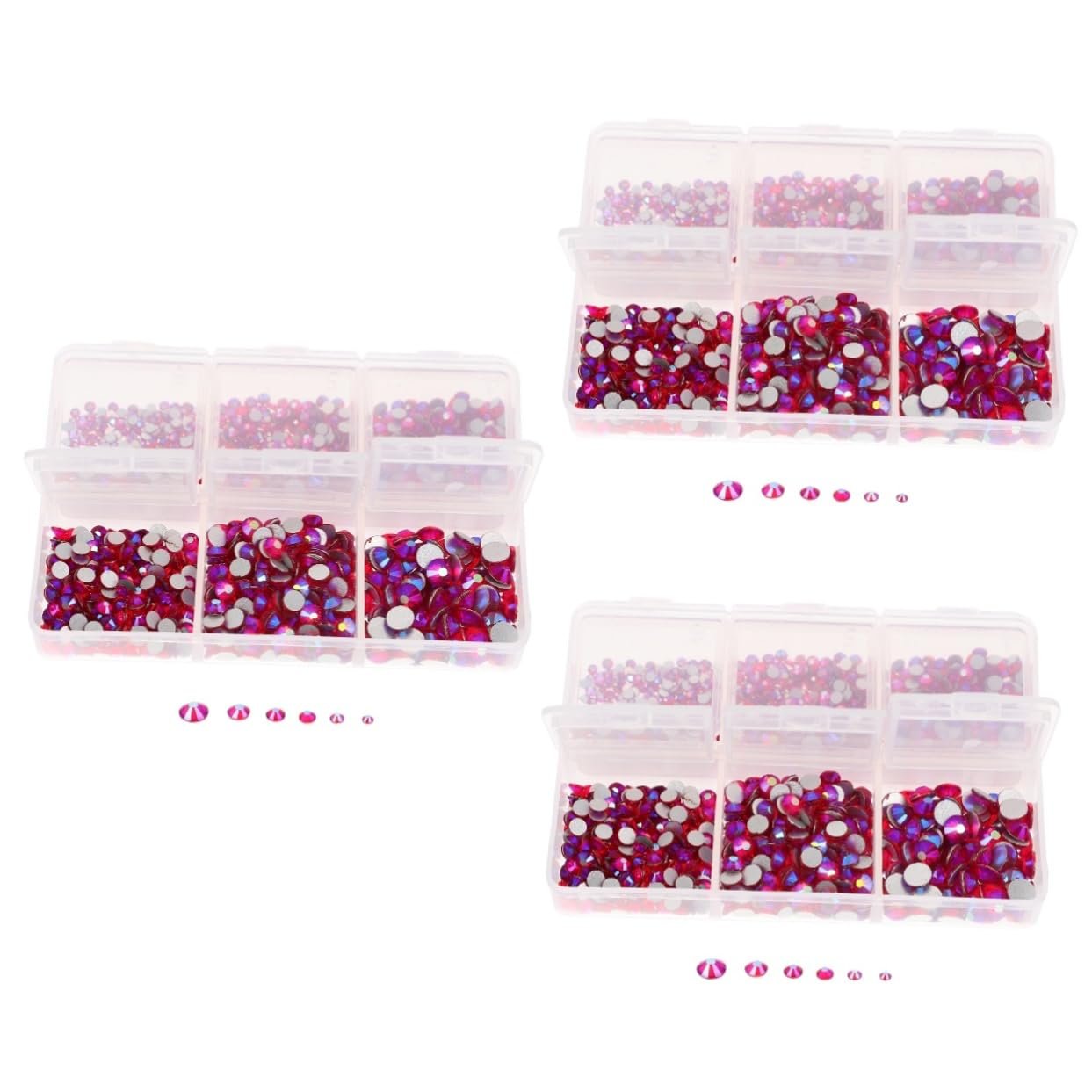 Стразы Плоские Healvian для ногтей, 3 коробки, инструмент для рукоделия, подвески для ногтей, украшения для рукоделия, DIY аксессуары для ногтей, косметика, стекло, фото №1