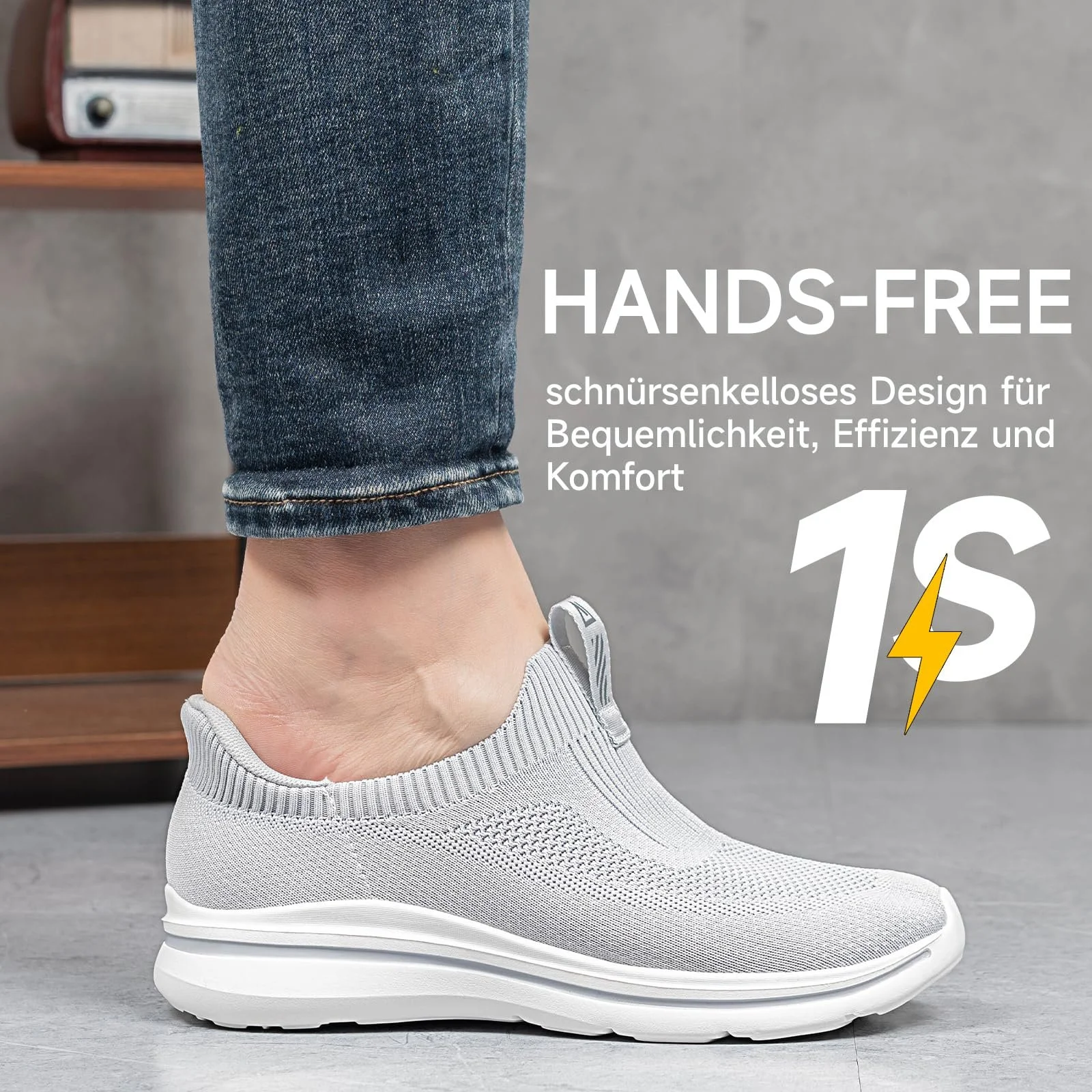 Чоловічі сліпони для ходьби ODCKOI, дихаючі легкі кросівки, атлетичні нековзкі кросівки для бігу, фото №3