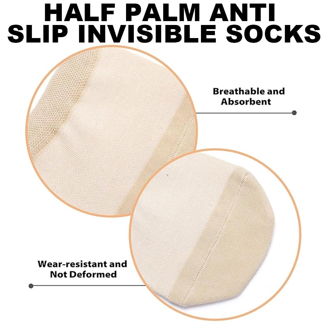 Женские носки с пальцами, полуноски с силиконовой подушечкой, носки для балеток, невидимые полуноски, дышащие, нескользящие носки для передней части стопы, подкладки для балеток и высоких каблуков, 4 пары, фото №3
