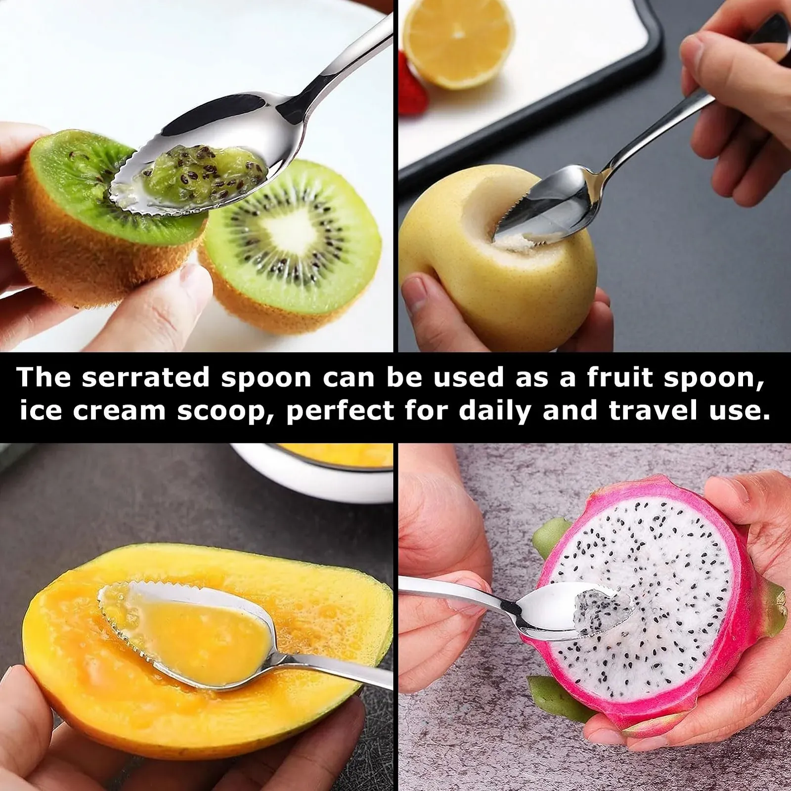 Ложка для грейпфрута з зубчиками Steel друк 2 шт, фото №5