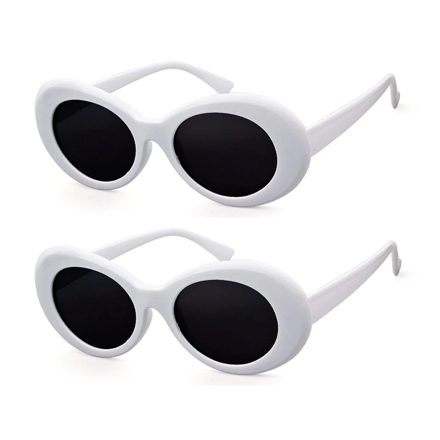 Солнцезащитные очки овальные ADEWU UV400 Protection Vintage Clout для мужчин и женщин, 2 штуки Белый, фото №1