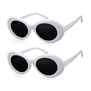 Сонцезахисні окуляри овальні ADEWU UV400 Protection Vintage Clout для чоловіків та жінок, 2 штуки Білий - Фото 1