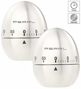 Механический таймер для яиц PEARL Набор из 2 шт. Нержавеющая сталь 60 минут synthetic.ua - Фото 1