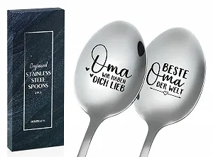 Ложка для морозива INNObeta З гравіюванням Сріблястий, 2 шт - Фото 1