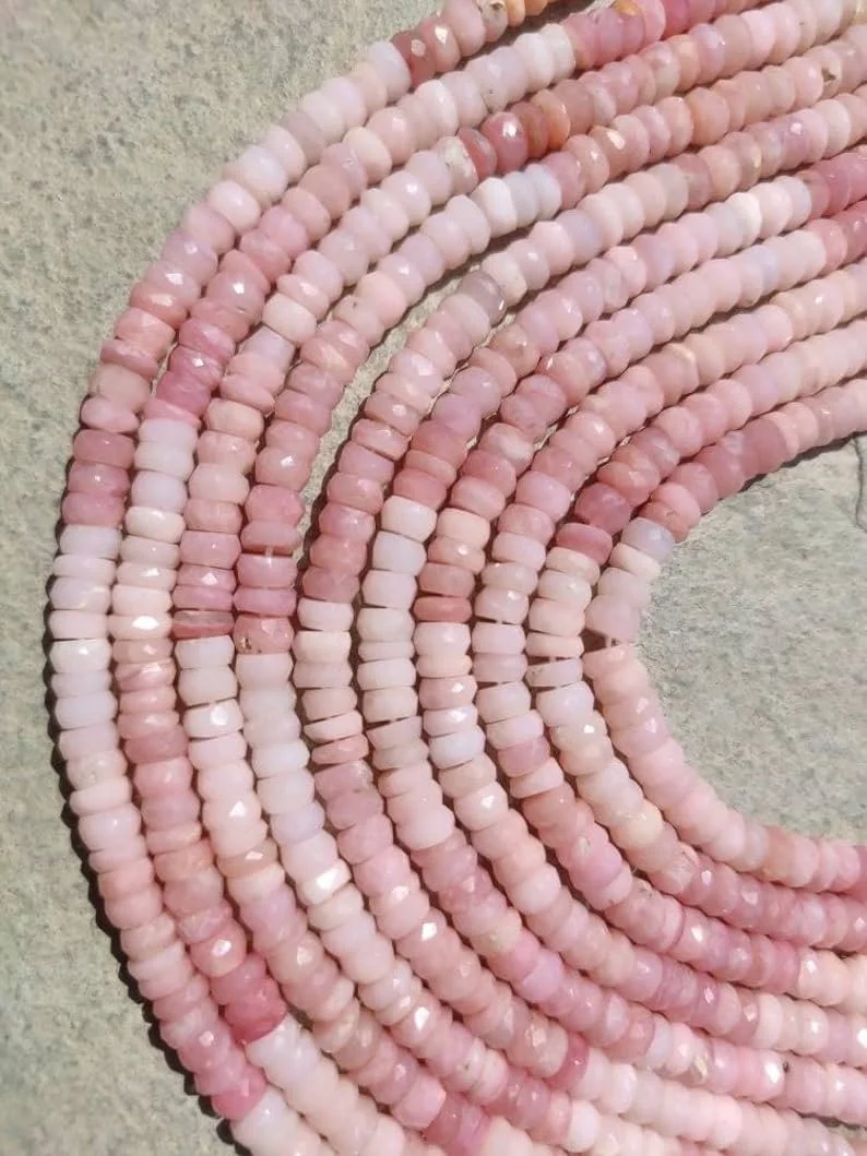 Бусины Розовый Опал Круглые Граненые 4.5-5 мм, фото №4