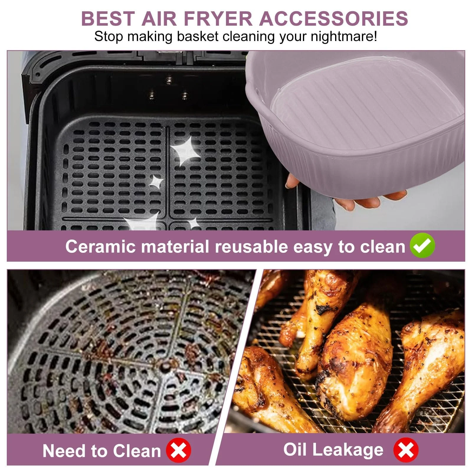 Форма для запекания Round Casserole Dish Ceramic 18.5 x 16.5 x 5.5 см Фиолетовая, фото №4