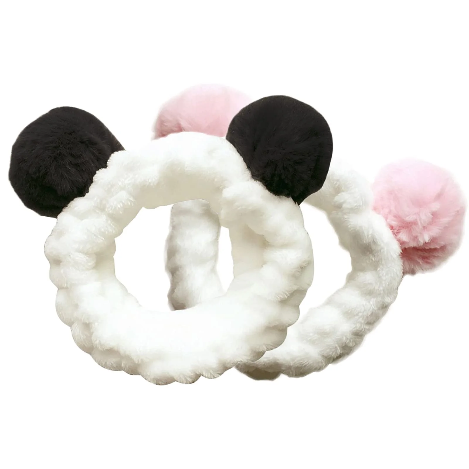 Пов'язка на голову для макіяжу Panda, рожева + чорна, набір 2 шт, фото №1