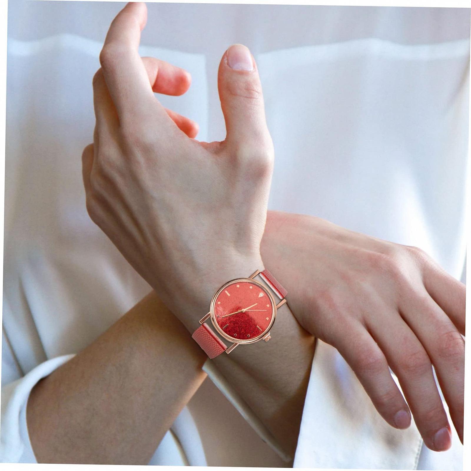 Кварцевые часы LIFKOME Детские часы для девочек Бриллиантовые часы Женские часы Ремешок для часов Наручный секундомер Часы для бизнеса Наручные часы Портативные Женские часы Нержавеющая сталь Красный, фото №8