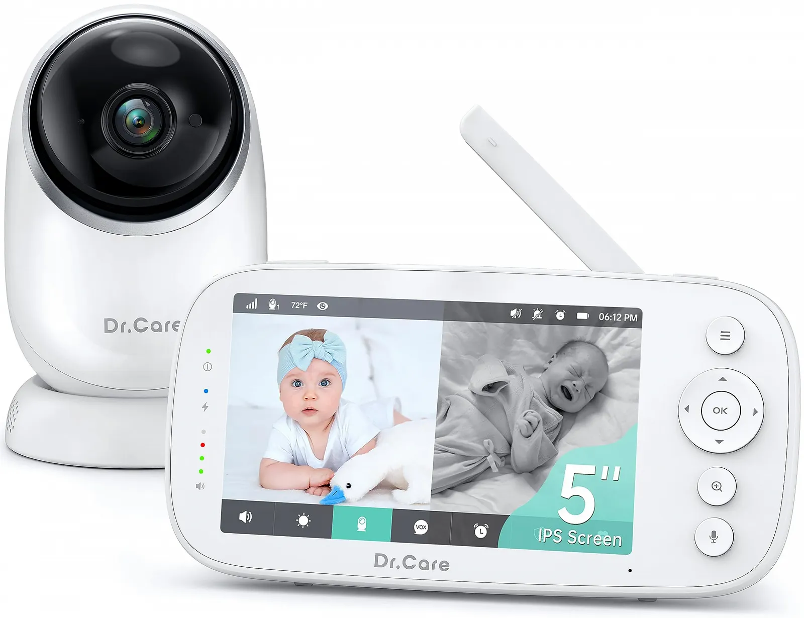 Відеоняня Dr.Care NovaView 5 дюймів 1080P Split-Screen 5000 mAh 2X/4X Zoom 300 м 1 камера, фото №1 Відеоняня Dr.Care NovaView 5 дюймів 1080P Split-Screen 5000 mAh 2X/4X Zoom 300 м 1 камера, фото №1
