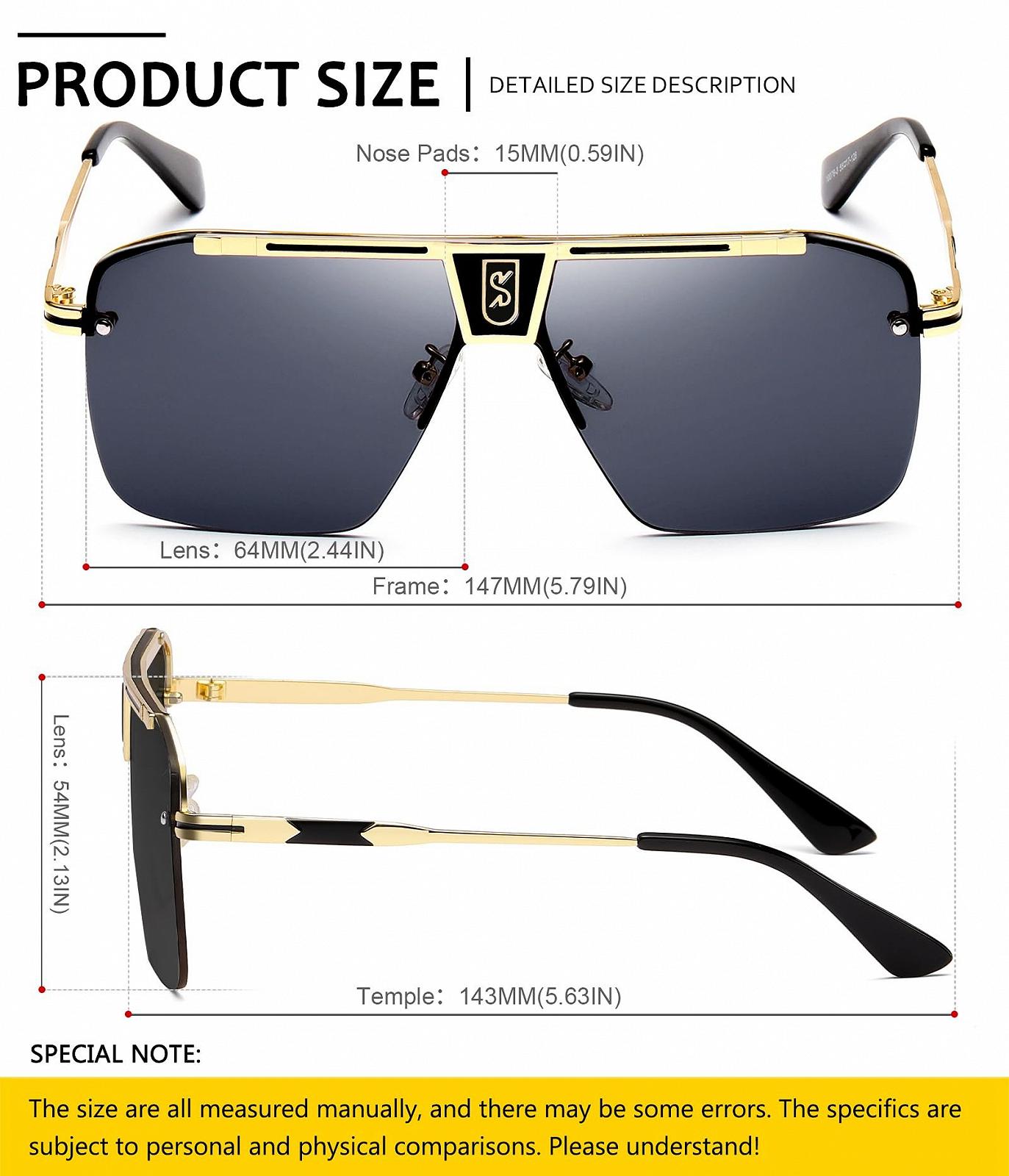 Солнцезащитные очки Ретро SHEEN KELLY Oversized для мужчин и женщин, плоские сверху, винтажные квадратные без оправы, фото №4