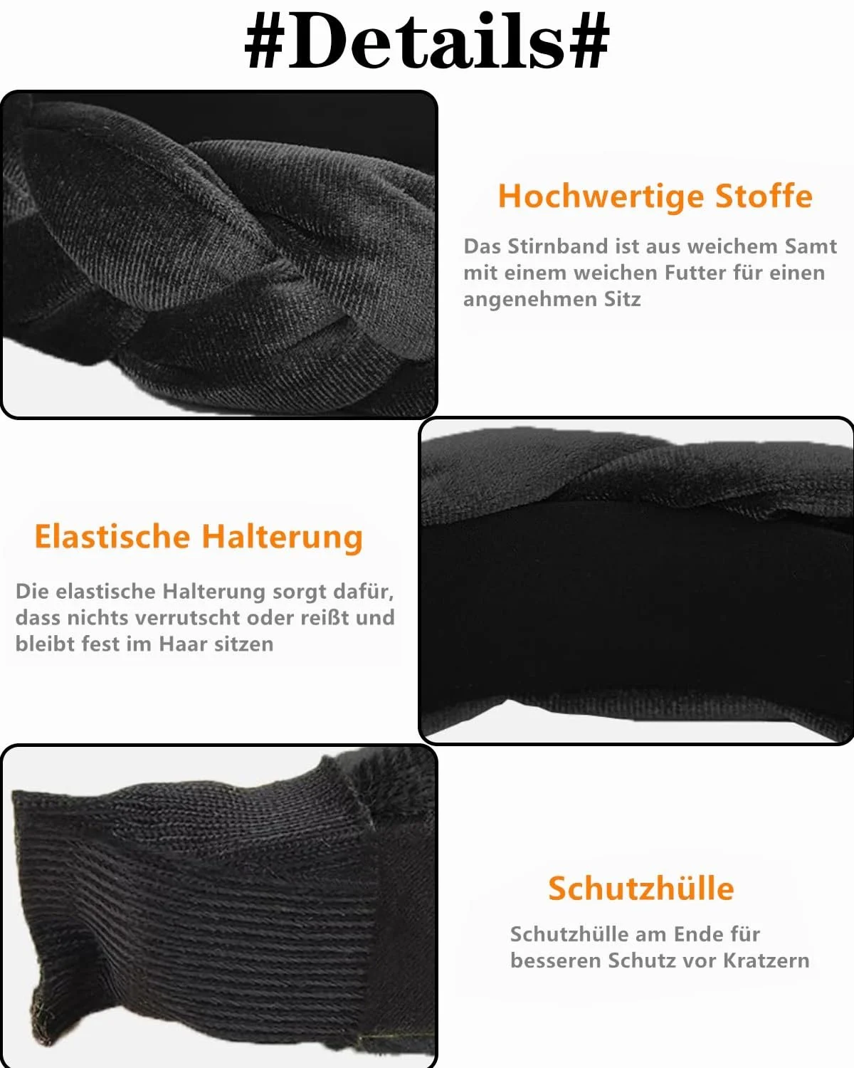 Обруч на голову плетений Оксамитовий еластичний аксесуар для волосся Чорний, фото №3 Обруч на голову плетений Оксамитовий еластичний аксесуар для волосся Чорний, фото №3