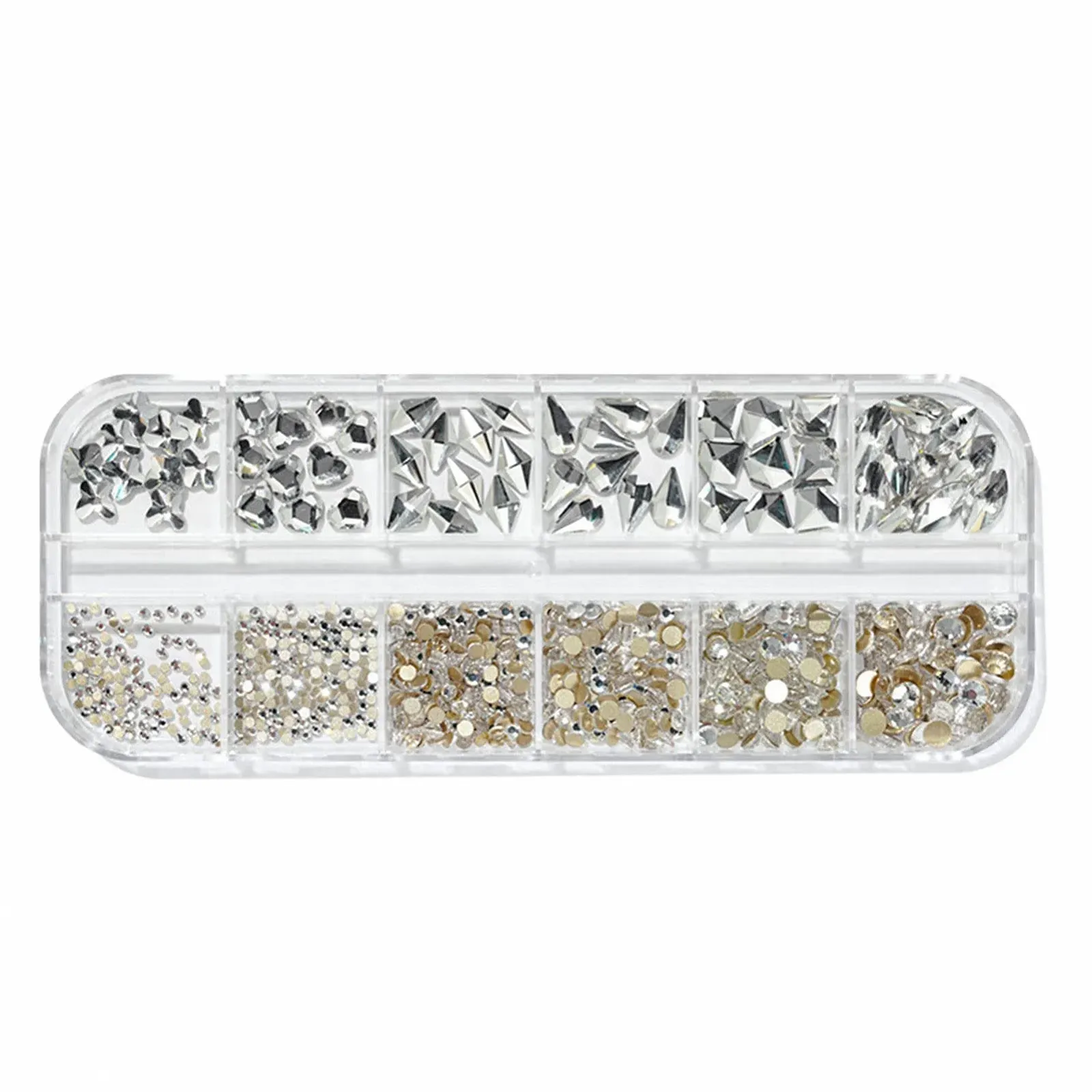 Наклейки для дизайна ногтей для женской вечеринки 12 отделений/коробка Стразы для ногтей Плоская задняя часть Легкие смешанные красочные блестки для ногтей для маникюра 8, фото №1