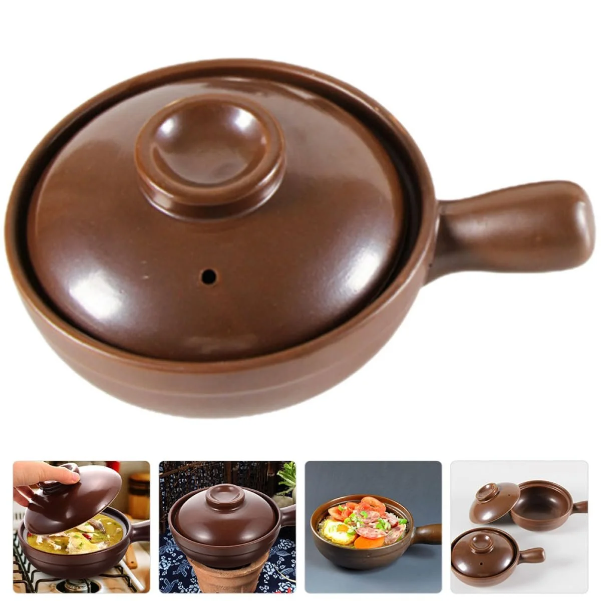 Керамічний Ківш PRETYZOOM для супу та рису з бічними ручками Термостійкий, фото №2