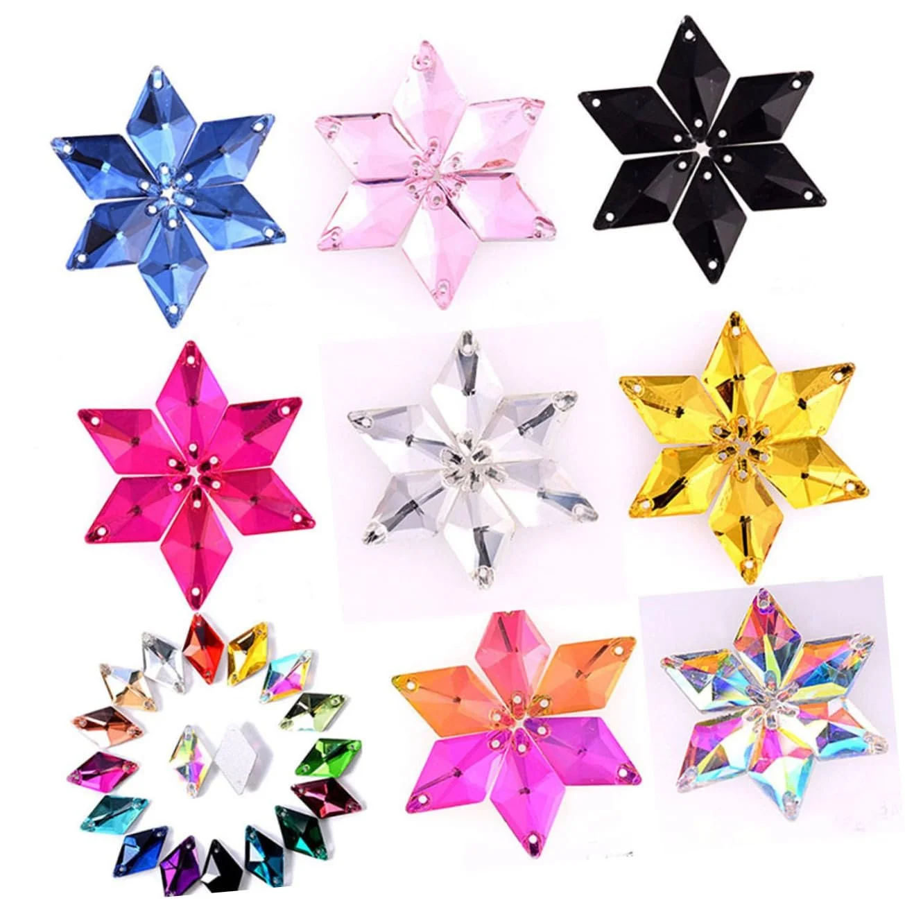 Прикраси для рукоділля Healvian 56 шт., кристали скло, колір AB, фото №8