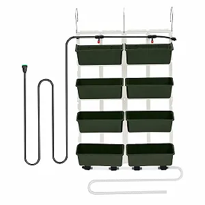 Купить Вертикальная стена для растений с 8 карманами, системой капельного полива и дренажа Темно-зеленый - Фото 1 Вертикальная стена для растений с 8 карманами, системой капельного полива и дренажа Темно-зеленый - Фото 1