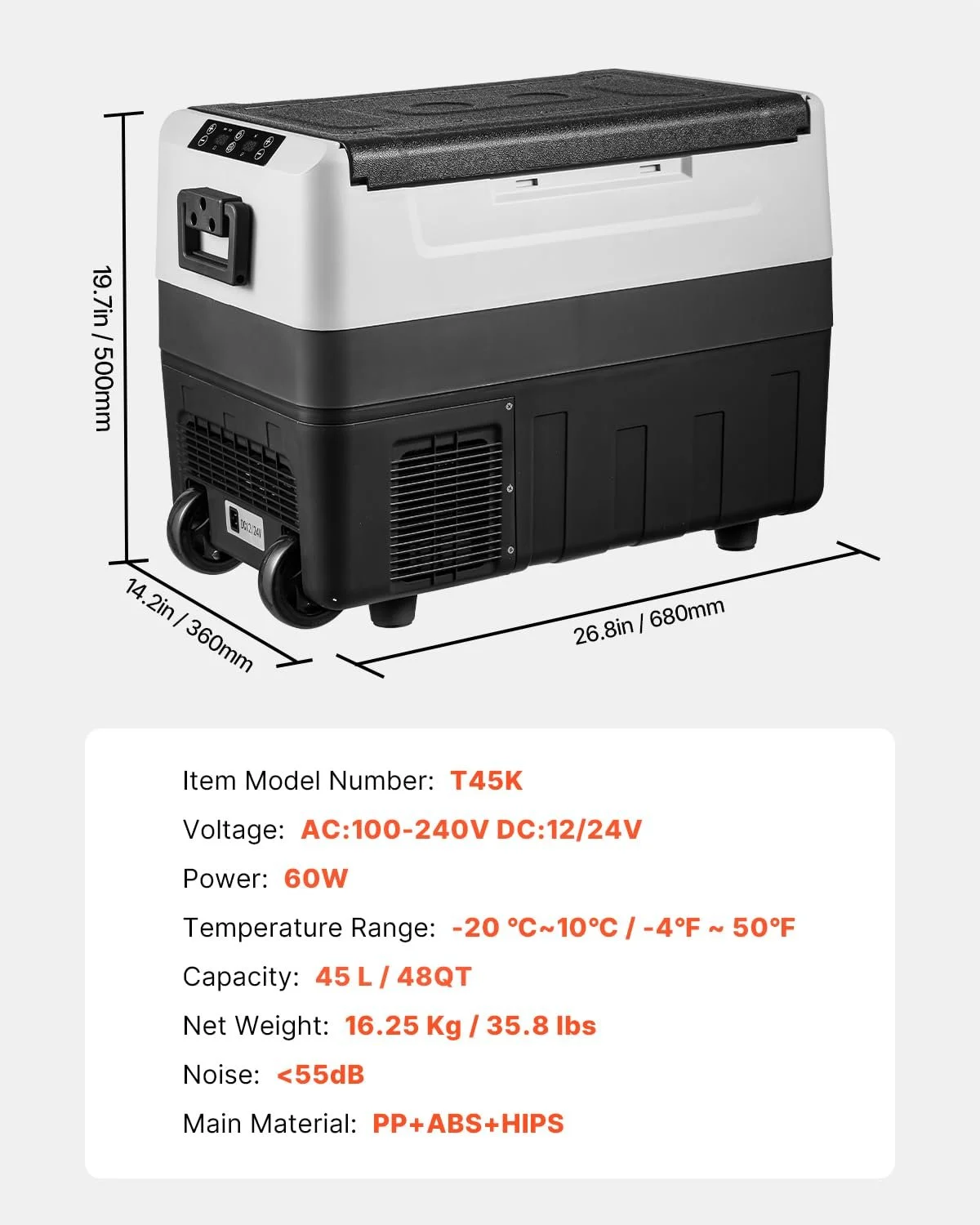 Автомобильный холодильник Vevor Camping Fridge 45 л / 12/24 В / 2 в 1 / 60 Вт, фото №7