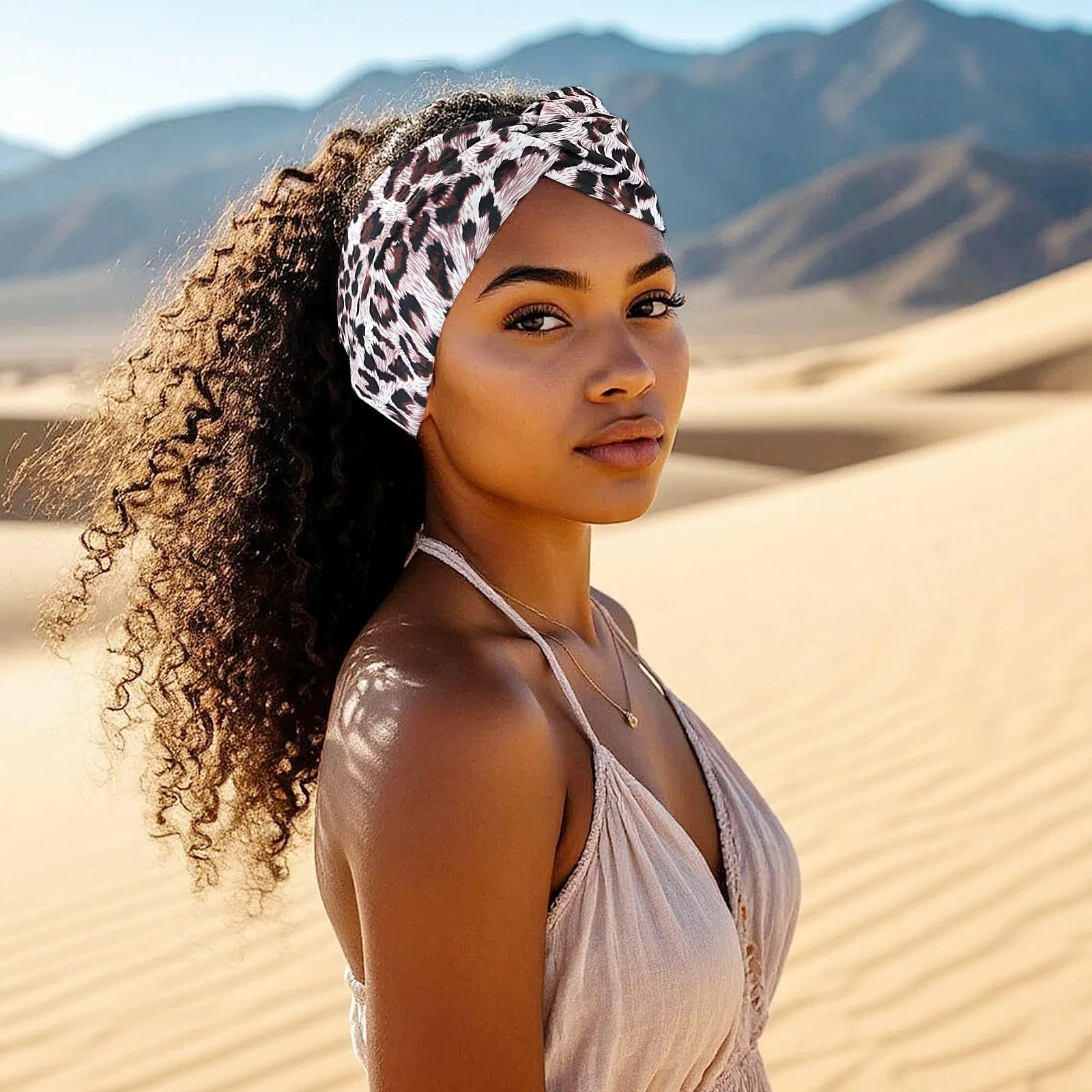 Жіноча Пов'язка на Голову з Леопардовим Принтом, Широка, Еластична, фото №7 Жіноча Пов'язка на Голову з Леопардовим Принтом, Широка, Еластична, фото №7