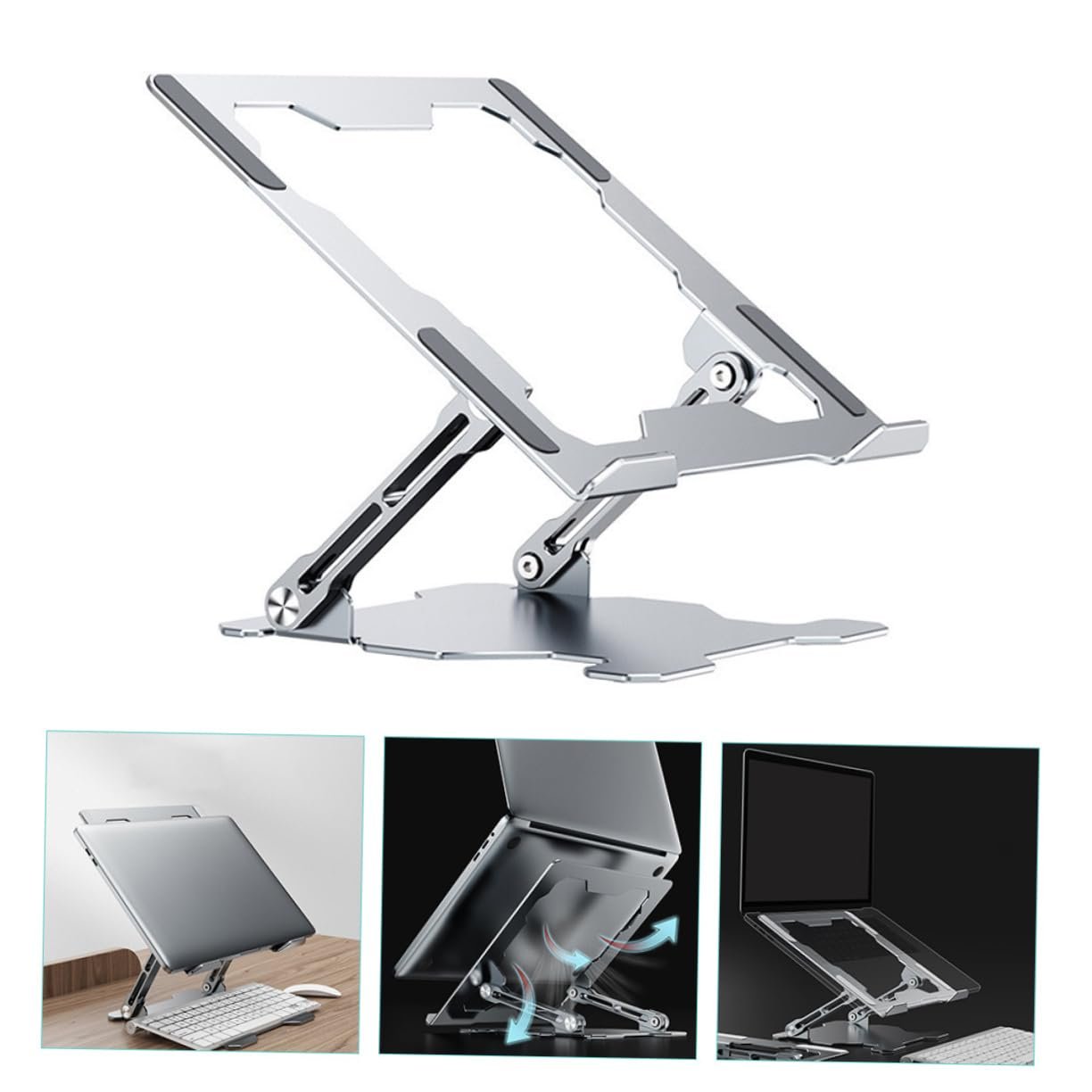 Регульована підставка для ноутбука Gatuida з алюмінієвого сплаву, багатофункціональна, ергономічна, регульована по висоті для офісу та подорожей, фото №4