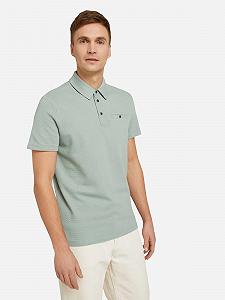 Поло structured polo with pocket 1030388XX1012960 Tom Tailor Сірий M - Фото 1