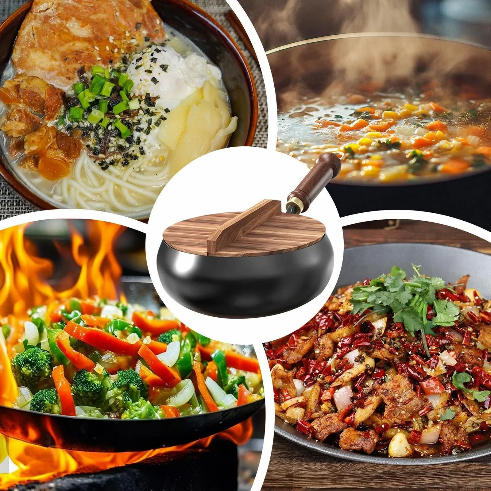 Каструля для тушкування чавунна ручної роботи антипригарний з широким дном, фото №5