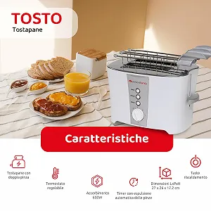 Тостер Melchioni Soon 600 Вт регульований термостат подвійний захват synthetic.ua - Фото 1