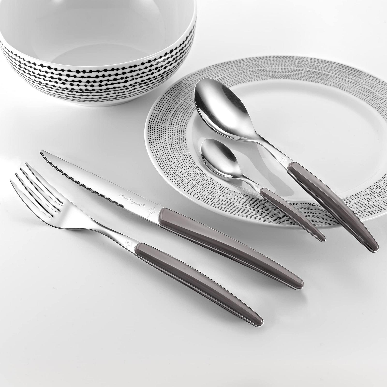 Набор столовых приборов Lou Laguiole Montana на 6 персон, 24 предмета, нержавеющая сталь 18/0, серый, фото №4 Набор столовых приборов Lou Laguiole Montana на 6 персон, 24 предмета, нержавеющая сталь 18/0, серый, фото №4