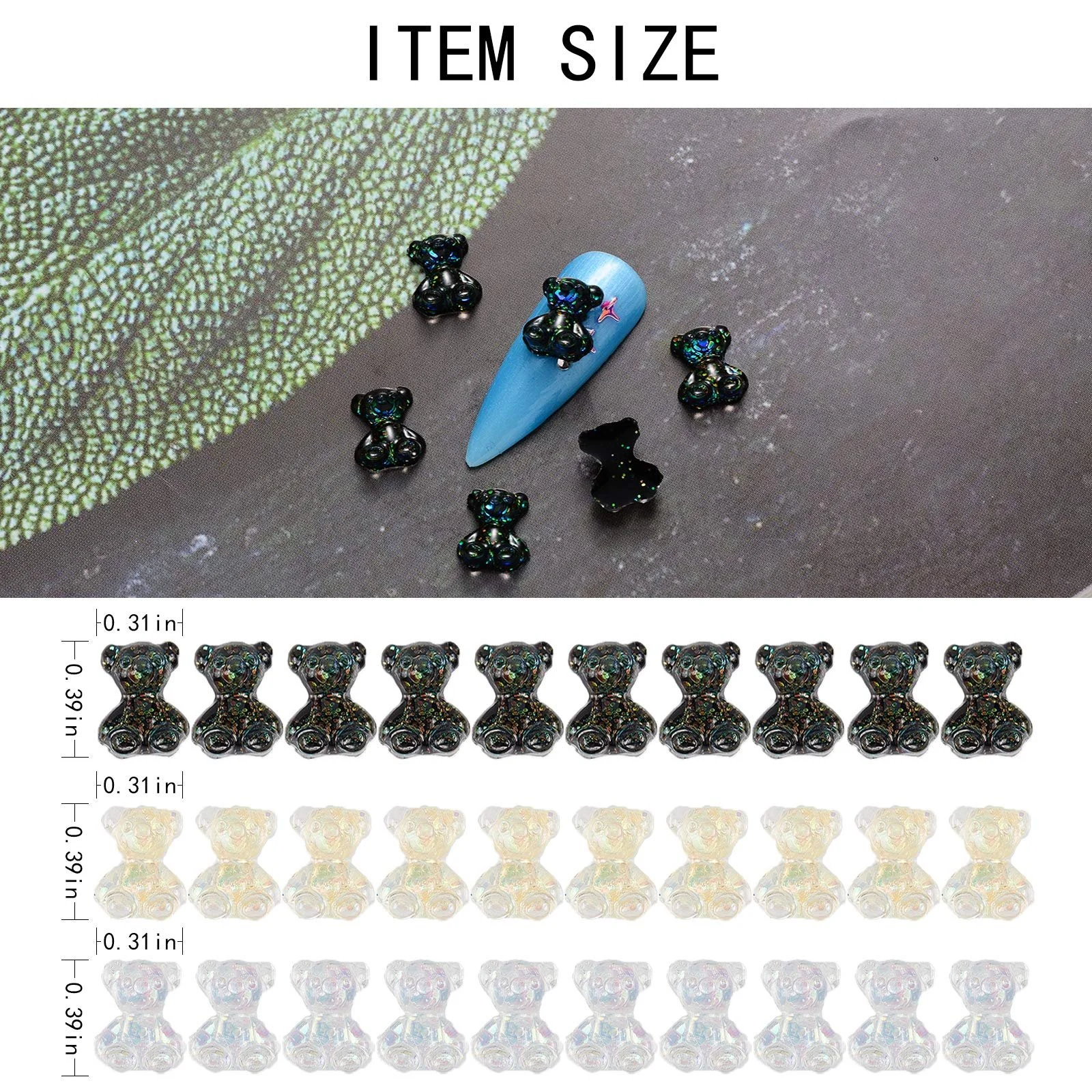 3D Ведмедик NICENEEDED Смола Ведмедик Кристал Аврора Прозорий, Світло-жовтий, Чорний, фото №2