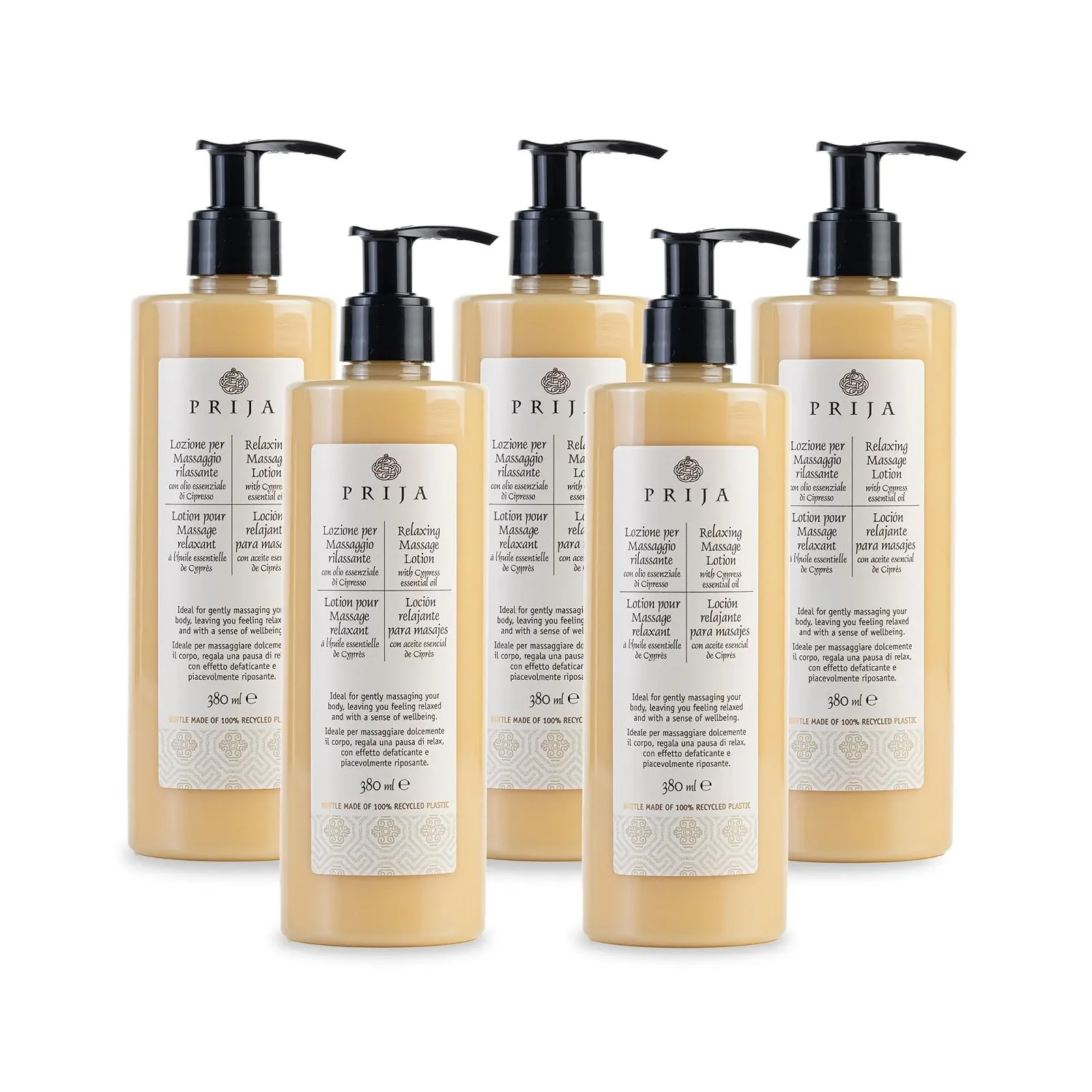 Масажний лосьйон Prija з алое вера та кипарисовою олією 380 мл, 5 шт, фото №1