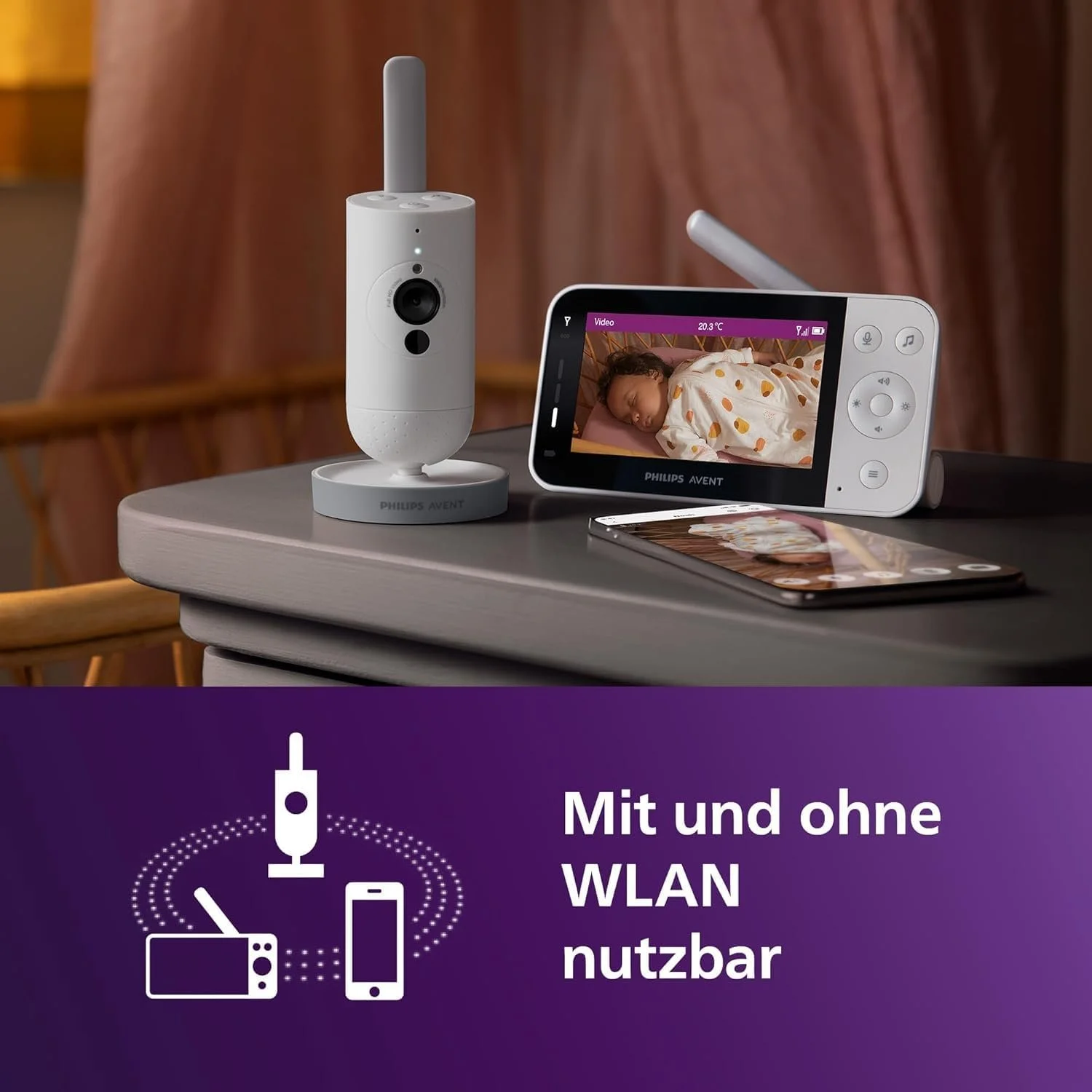 Набір відеоняня Philips Avent SCD951/26 WiFi 1080p + набір для догляду SCH401/00 9 предметів, фото №3