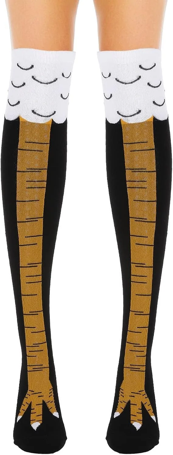 Забавные чулки Женские Мужские Забавные носки с куриными лапками Гольфы Чулки выше колена Теплые носки Леггинсы Чулки выше колена Цыплята Мультяшные спортивные носки Унисекс Мультяшные носки Забавный подарок, фото №1