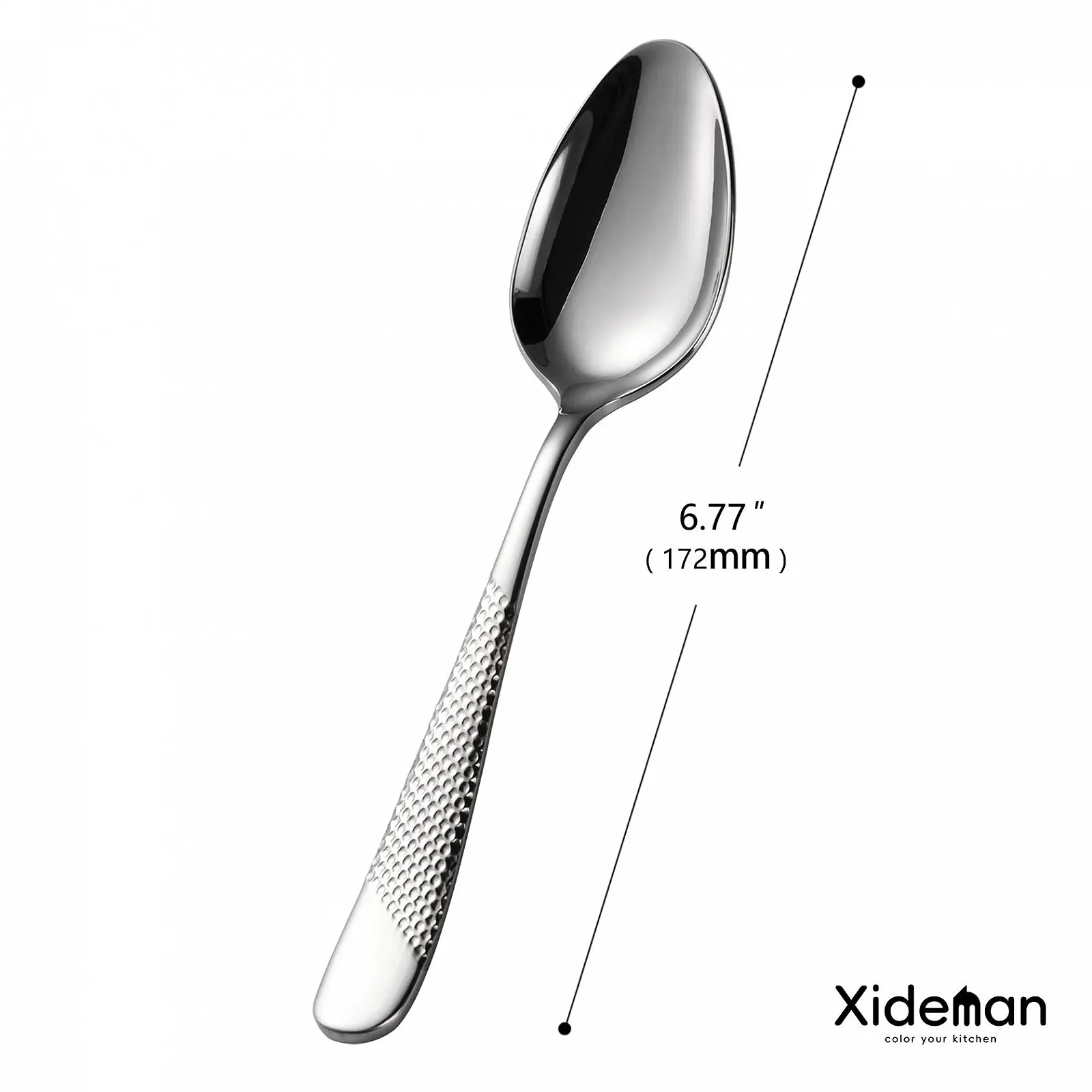 Набір десертних ложок Premium Hammered, 12 шт. Нержавіюча сталь 18/10, 17 см, сріблясті, фото №3