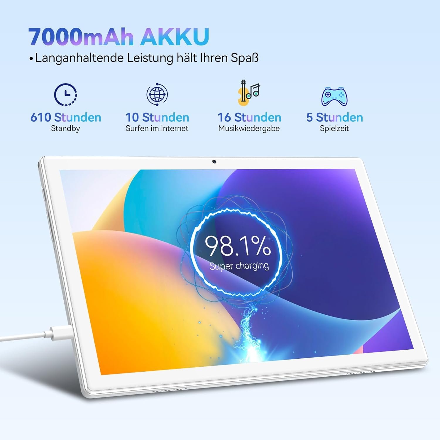 Планшет 10.1" ANTEMPER D115 8+8/128Gb 8 ядер Android 13 7000 mAh Black, фото №3
