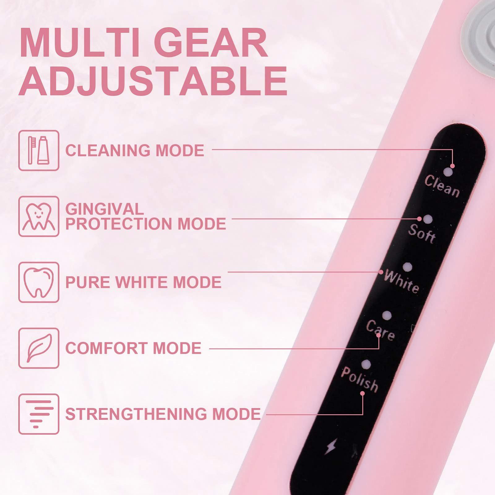 Електрична зубна щітка Gatuida для дорослих та дітей 5 насадок ABS, фото №3