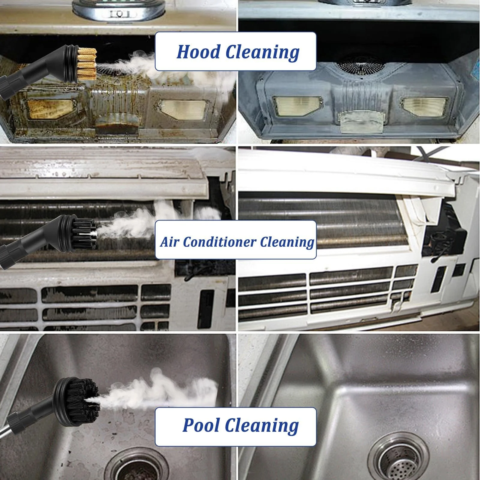 Пароочисник переносний 2500 W 1000 ml 3 щітки, фото №7