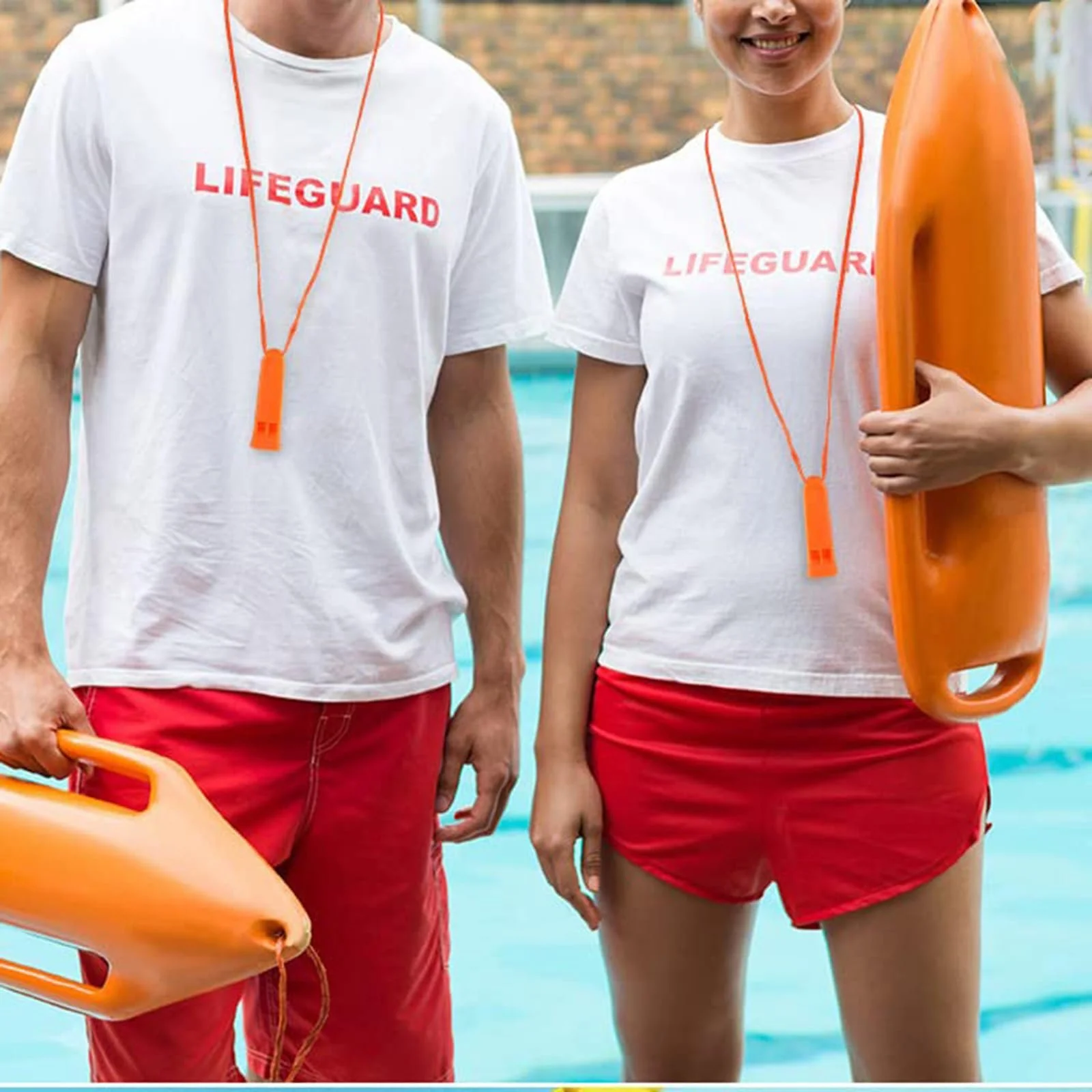 Свисток HREDZEO аварийный сигнальный 4 шт. с шнурком оранжевый, фото №6