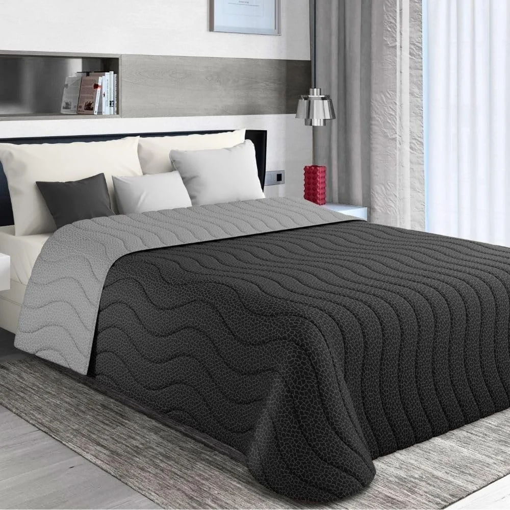 Покрывало MAXIME MAISON 240 x 260 см Черный/Серый Двусторонний дизайн, фото №1