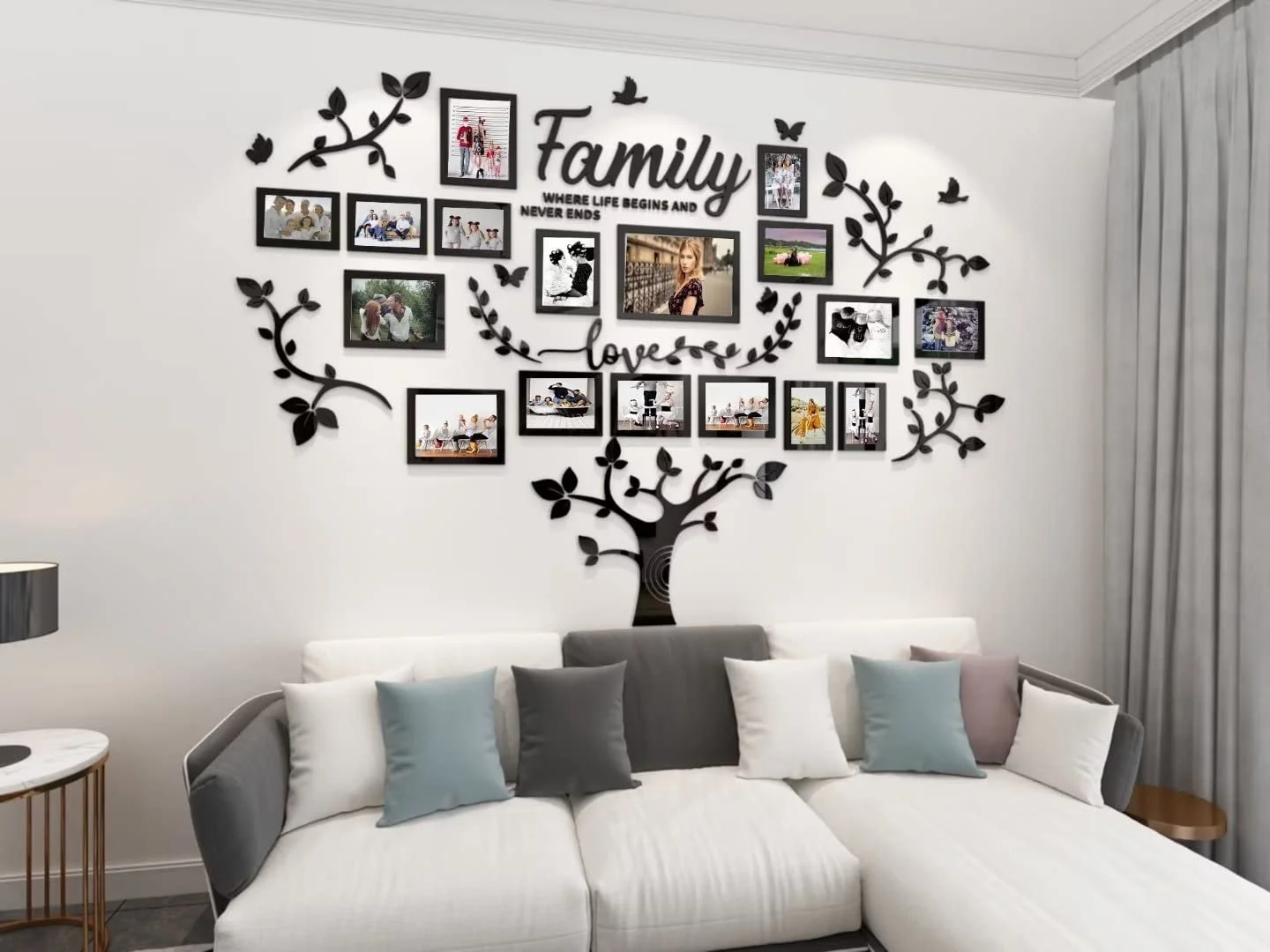 Наклейка на стіну Family Tree 3D DIY з фоторамками 146 x 207 см Чорна, фото №3 Наклейка на стіну Family Tree 3D DIY з фоторамками 146 x 207 см Чорна, фото №3