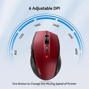 Мышь TECKNET Беспроводная 4800DPI 2.4GHz Бесшумная с Нано-приемником, Боковым управлением, 6 Регулируемыми уровнями DPI, Шестью кнопками Черная synthetic.ua - Фото 1