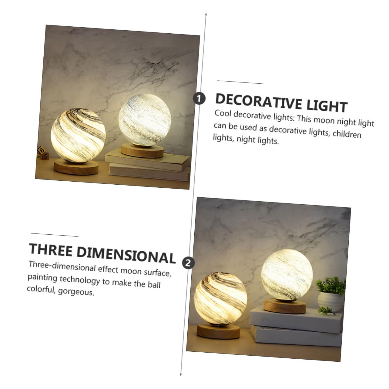 Лампа DOITOOL LED Moon Light Mood Light Round Lamp Pack of 2 3D Star Moon Figure Children's Lamp Hardware Dimming Sculpture, фото №6