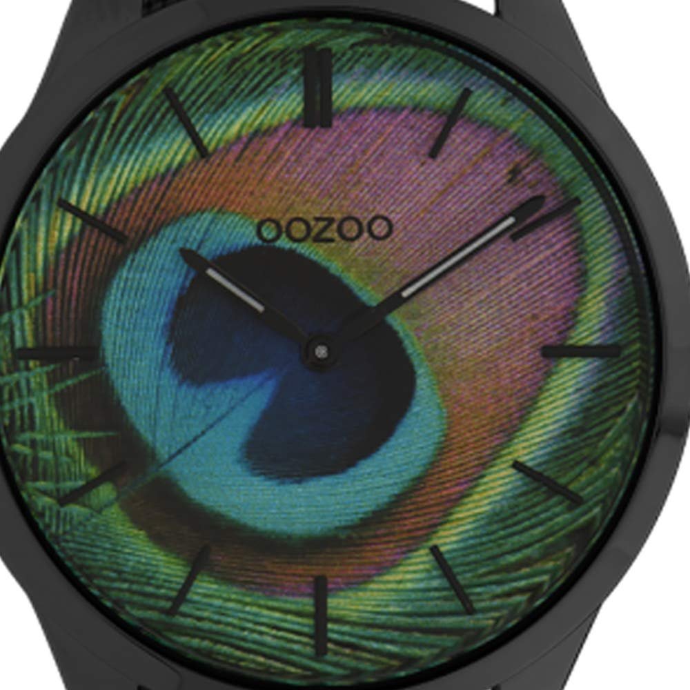 Жіночий годинник Oozoo Vintage Ремінець міланського плетіння з нержавіючої сталі Павич Чорний 43 мм Чорний C10253, фото №2